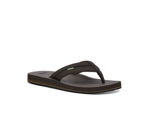 Sanuk Mens Ziggy Water-Friendly Dark Brown Flip Flops | WIEALD379